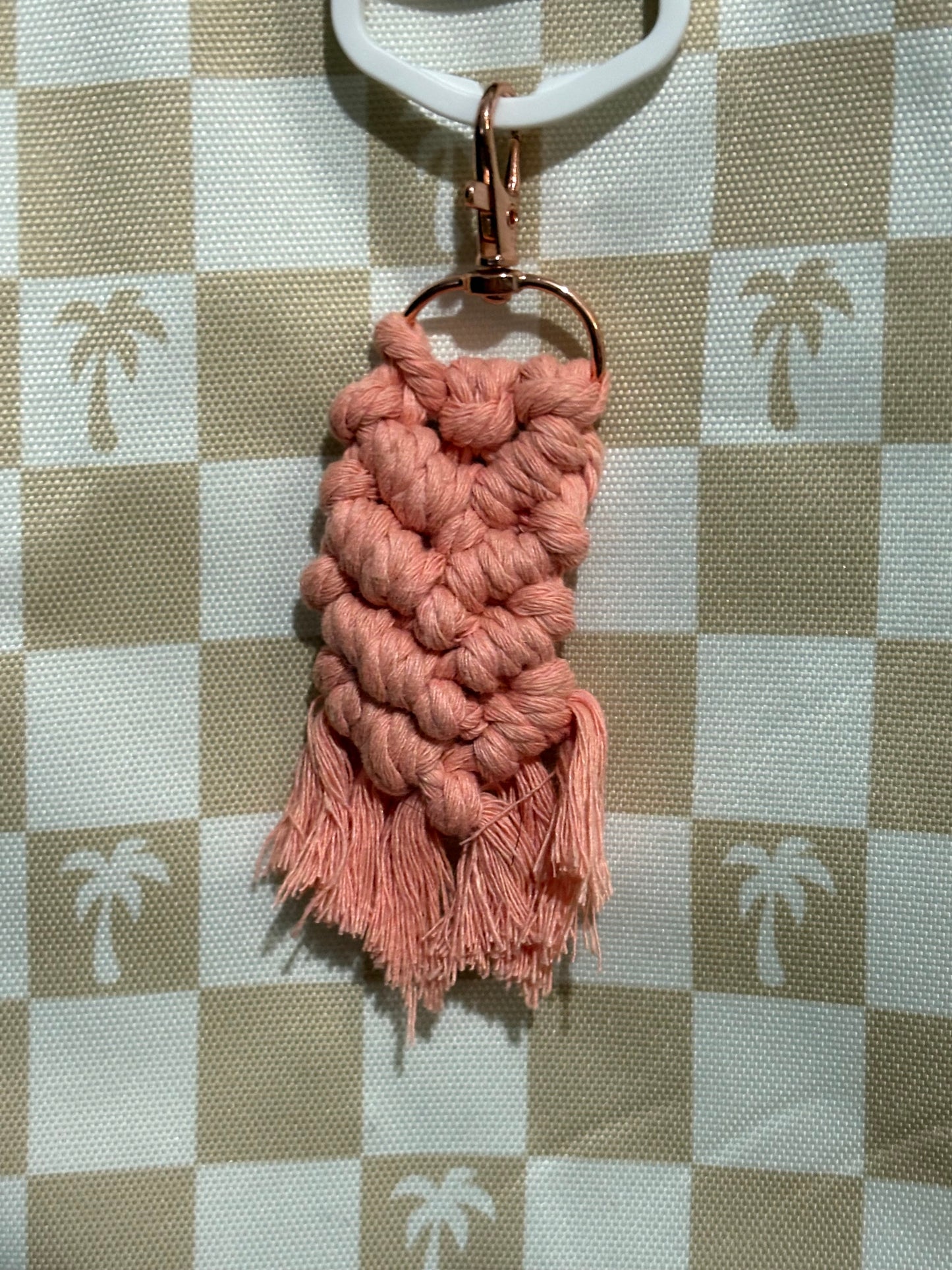 pink  macramé mermaid keychain